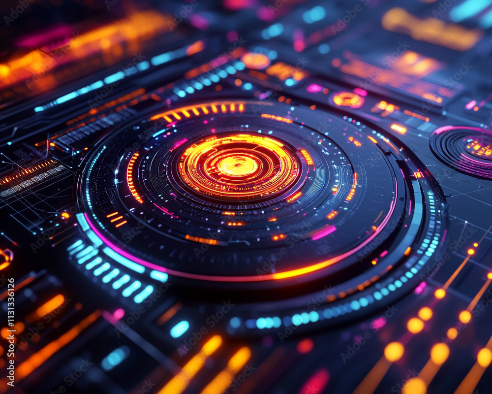 Poster ai generated visuals showcasing futuristic data patterns in a digital environment abstract art conce