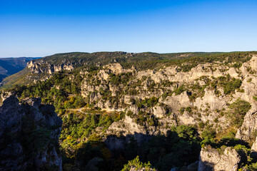 Geological formations of the “Cité des Pierres” in Montpellier-le-Vieux, overlooking the...