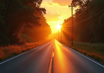 golden sunrise fills road promise new beginning endless possibilities ahead dare start anew