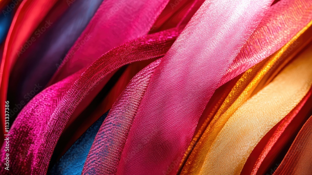 Leinwandbilder vibrant silk ribbons in assorted colors creating a rich abstract background texture for design and d