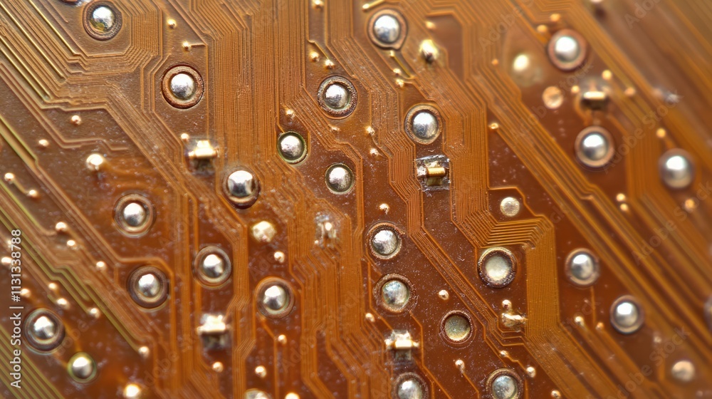 Poster Detailed close up of a circuit board showcasing intricate connections and chips representing advanced technology and engineering design