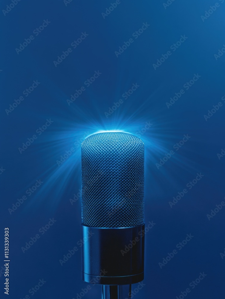 Canvas Prints Microphone on Blue Background