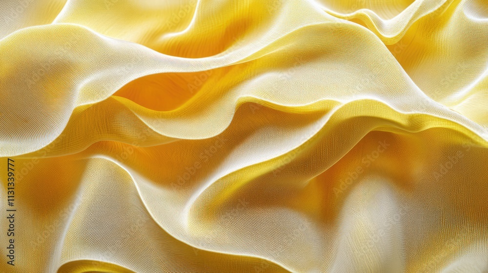 Leinwandbilder soft yellow textured fabric with elegant wavy folds creating a smooth and inviting surface backgroun