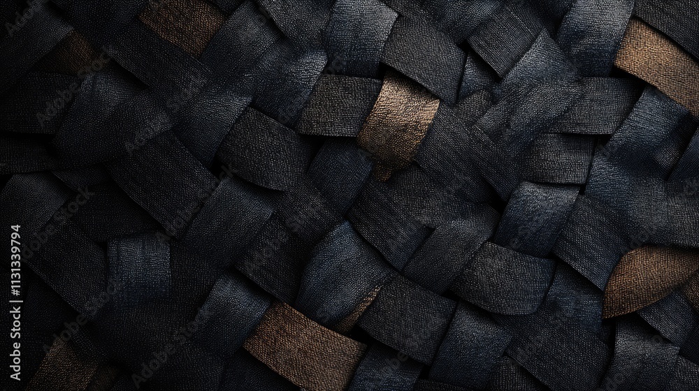 Poster Textured woven fabric background in dark tones creating a rich layered appearance suitable for design and textile projects.