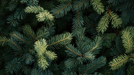 Close up of vibrant evergreen foliage showcasing rich textures and colors during the seasonal changes of nature's flora.