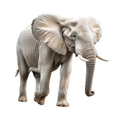 Obraz premium An elephant strides gracefully against a transparent backdrop, highlighting its majesty and gentle nature, of elephant isolated on transparent background