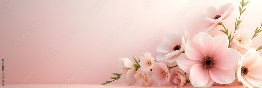 Poster a delicate flower arrangement with soft pastel colors is used as a subtle background element in deco