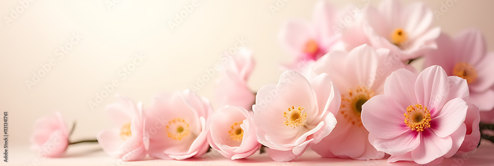 Poster a delicate flower arrangement with soft pastel colors is used as a subtle background element in deco