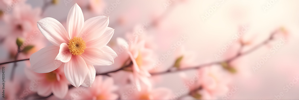 Poster a delicate flower arrangement with soft pastel colors is used as a subtle background element in deco