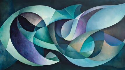 Abstract Waves of Colorful Curves in a Fluid Composition Representing Movement and Harmony Against a Dark Background for Artistic Inspiration