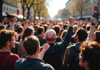 raised fists show strong opposition large crowd gatherings social