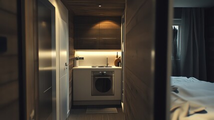 Modern Minimalist Studio Apartment Kitchenette Design