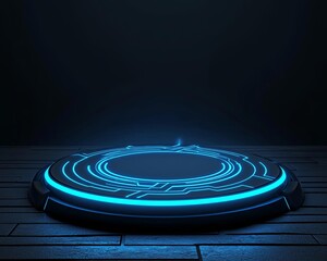 Fototapeta premium A futuristic glowing platform emphasizing technology and digital innovation.
