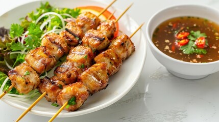 Fototapeta premium Delectable Brochette Delights. Savory and mouth-watering cuisine concept