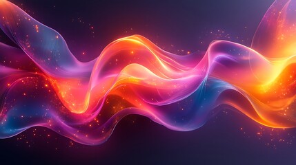 Obraz premium Beautiful Scene Capturing Flowing Waves With Vibrant Glowing Lights And Gradient background
