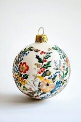 Christmas ball on white background. Selective focus.