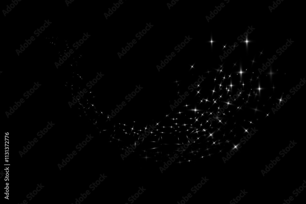 Poster Vector sparkles on a transparent background. Christmas light effect. Sparkling magical dust particles.The dust sparks and golden stars shine with special light.