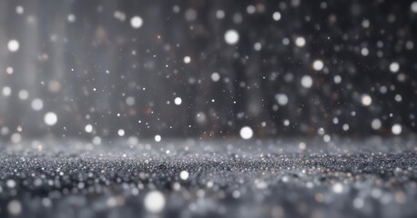 Abstract gray bokeh background with scattered dots, blurred, gray, scattered