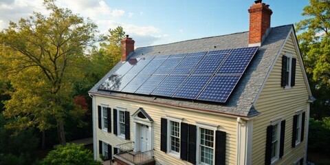 Solar Panels Installed On A Historic Colonial Home In Charleston, Solar Photography, Solar Powered Clean Energy, Sustainable Resources, Electricity Source, Charleston Solar Installation