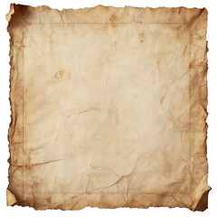 Fototapeta premium Vintage parchment paper with a textured, aged appearance for creative projects or historical documentation needs, Vintage old parchment paper transparent background