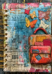 Fototapeta premium watercolor junk journal page
