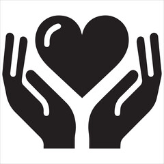 Obraz premium Icon Representing Charity with Heart and Hands