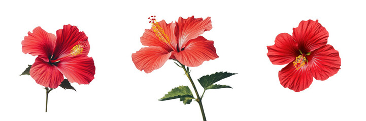 Set of hibiscus flower isolated on transparent background (5)