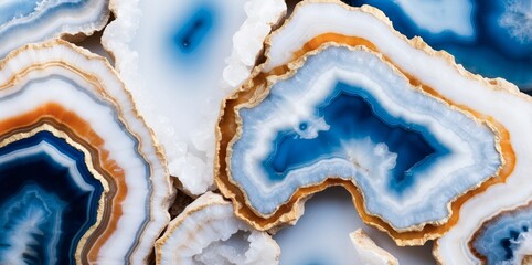 Obraz premium Beautiful blue and white agate slices showcasing natural patterns