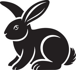 Black and white bunny silhouette vector illustration. icon style bunny set isolated on white background.