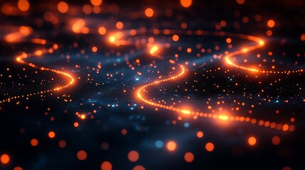 Obraz premium Captivating Depicting Digital Waves Enhanced With Bold Patterns And Vibrant Bokeh Image