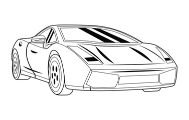 Outline car vector drawing concept design.Vehicle outline sketch illustration isolated on white background.car line art for coloring book.Car icon set.Transport symbol.Vector illustration.