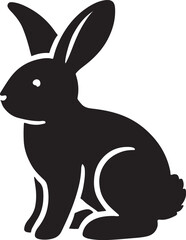 Fototapeta premium Black and white bunny silhouette vector illustration. icon style bunny set isolated on white background.