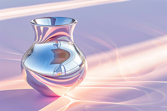 optical illusion, chrome vase distorting reflections