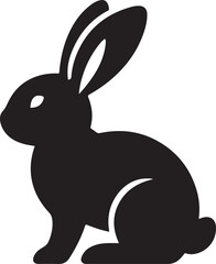Fototapeta premium Black and white bunny silhouette vector illustration. icon style bunny set isolated on white background.