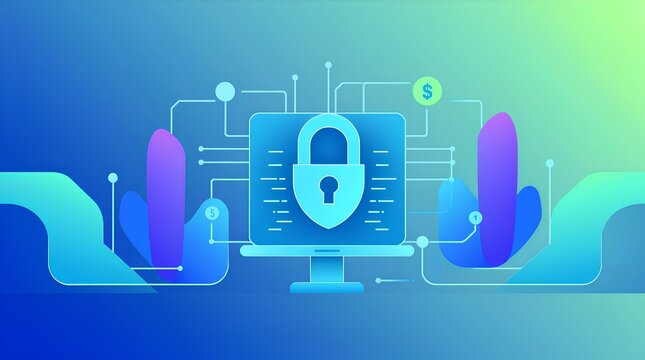 cybersecurity padlock glowing over a futuristic blue interface, symbolizing advanced network protection
