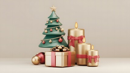 Christmas tree with gifts 3d artworks
