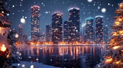 Fototapeta premium Celebrate Christmas festival decoration in december. Christmas celebration atmosphere. x mas backgroud with copyspace for text