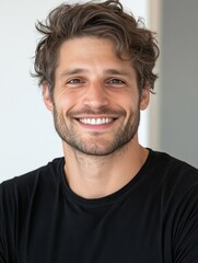 Obraz premium Portrait of a Smiling Man with Brown Hair
