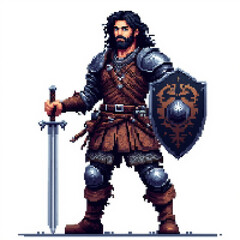 Obraz premium Pixel art warrior 