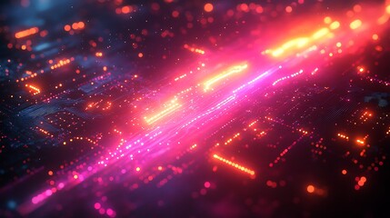 Obraz premium Captivating Image Depicting Radiant Digital Landscape Highlighted With Dynamic Abstract Neon image