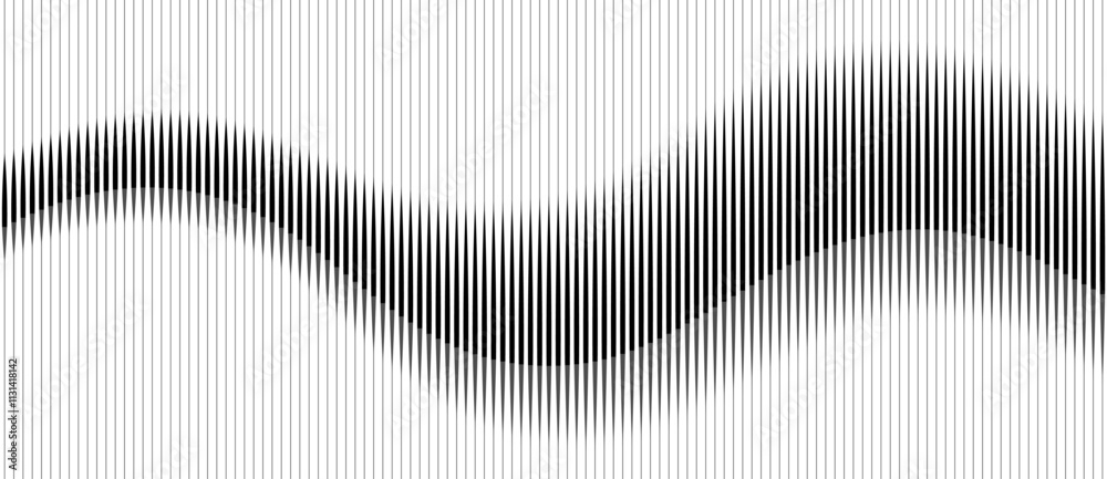 Poster Abstract art geometric background with vertical lines. Optical illusion with waves and transition.