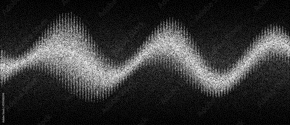 Poster Abstract art geometric background with dots. Optical illusion with waves and transition.