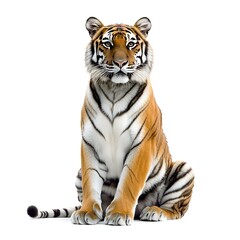 Obraz premium Sitting tiger isolated on white background.