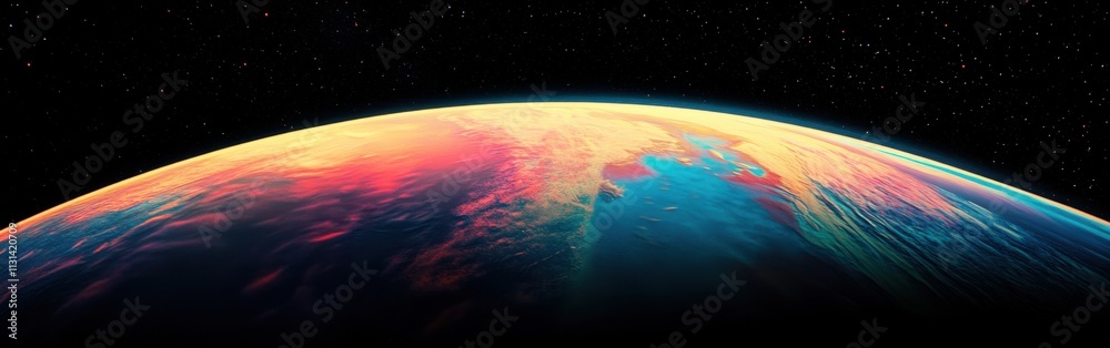 Aufkleber mesmerizing view of colorful exoplanet set against a starry universe backdrop