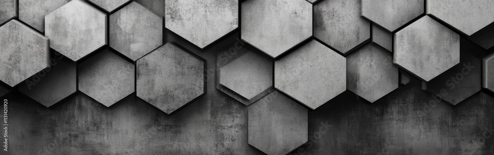 Poster Minimalist design featuring hexagonal concrete patterns on a textured surface for modern home decor
