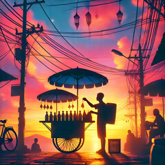 Naklejka premium street vendor