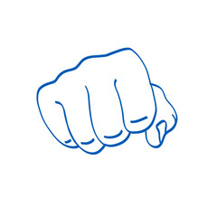 Obraz premium Hand gesture. Sign language. Vector illustration. Index, middle, ring, little fingers and thumb