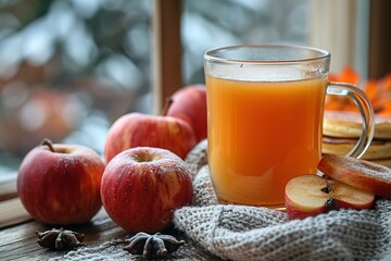Warm apple cider on a cold winter day.