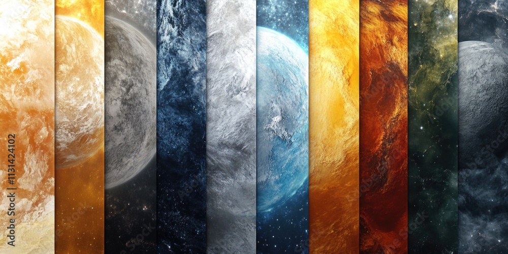 Wall mural planets in different colors