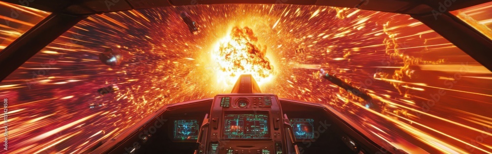 Poster Visceral exploration of supernova explosion from a spacecraft perspective in an imaginative cosmic environment